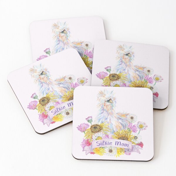 Item preview, Silkie Mom - White Silkie with Sunflowers and Daisy Flowers designed and sold by becca-boyce.