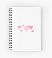 Pink Watercolor World Map Spiral Notebook