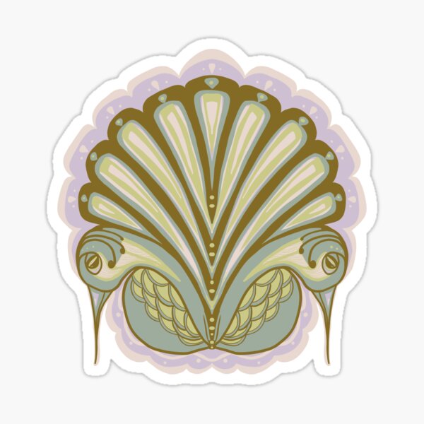 Bird Medallion in earthy pastels Sticker