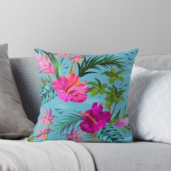 Hello Hawaii, a stylish retro aloha pattern. Throw Pillow