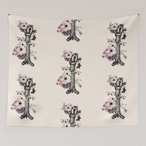 Item preview, Human larynx, pink flowers anatomy art, speech pathology, vintage watercolor designed and sold by Collagedream.