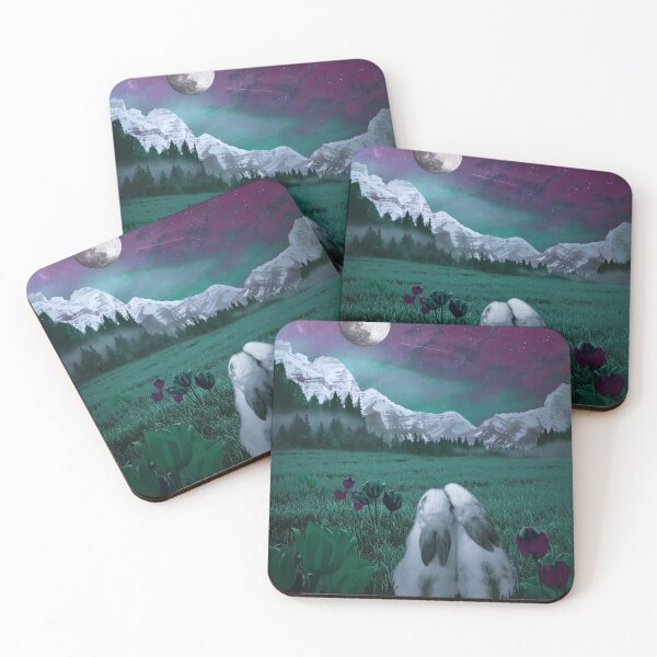 Item preview, Rabbits Romantic night with a full moon purple green designed and sold by Susanne Margarete Lutz.