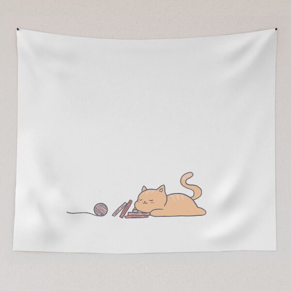 Item preview, Sleepy Study Orange Cat With a Ball of Yarn designed and sold by LittleFlairTee.