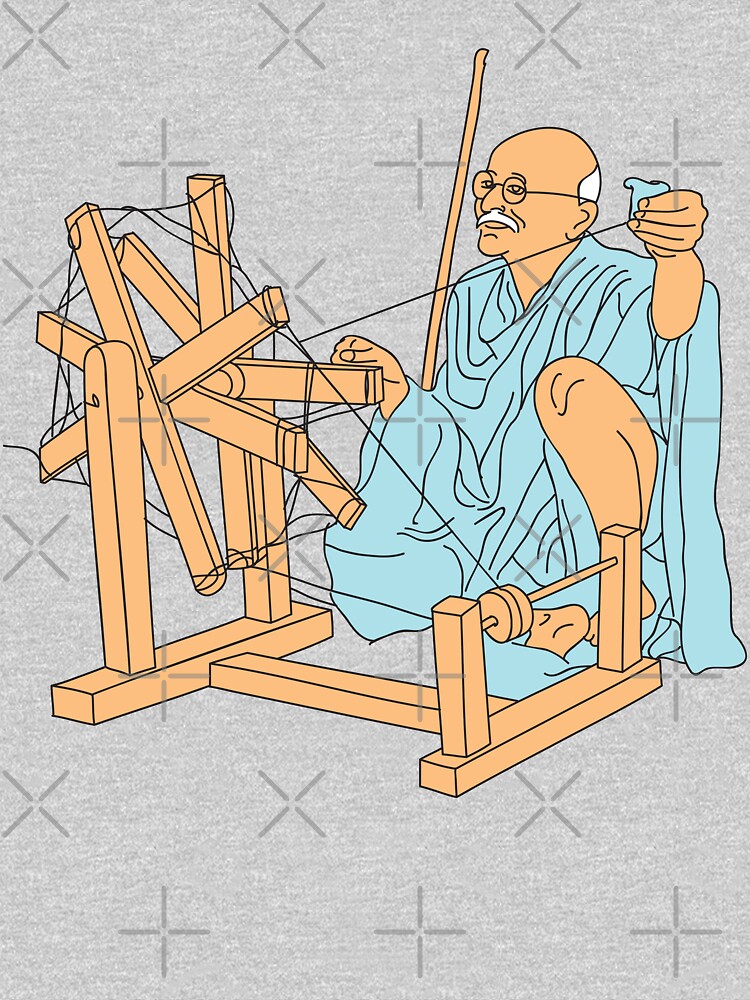 Stock Pictures Mahatma Gandhi spinning wheel drawing and sketch