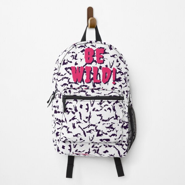Item preview, Be Wild Bold text typography : Fun, motivational and inspirational quotes with bright colorful minimalist rad pop art in hot pink 1980s retro hipster style Memphis pattern background designed and sold by Inside Head.
