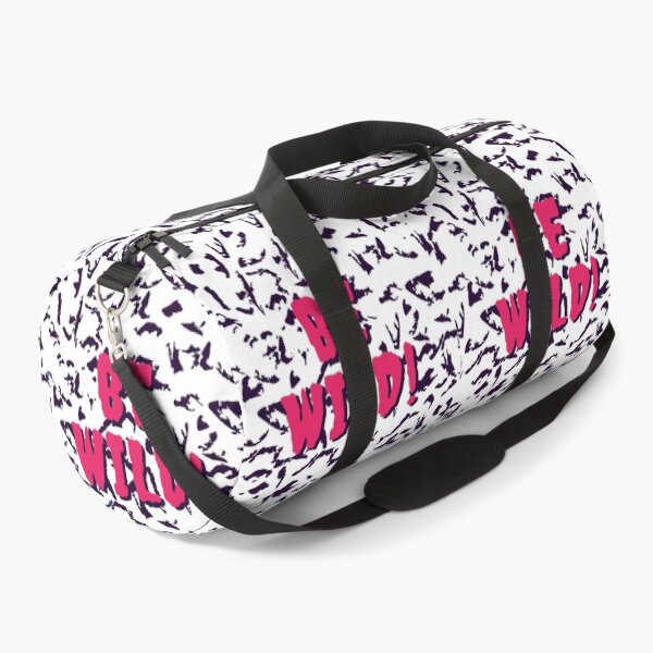 Item preview, Be Wild Bold text typography : Fun, motivational and inspirational quotes with bright colorful minimalist rad pop art in hot pink 1980s retro hipster style Memphis pattern background designed and sold by Inside Head.
