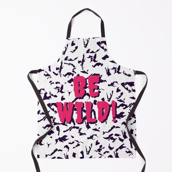 Item preview, Be Wild Bold text typography : Fun, motivational and inspirational quotes with bright colorful minimalist rad pop art in hot pink 1980s retro hipster style Memphis pattern background designed and sold by Inside Head.