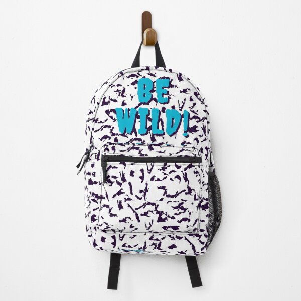 Item preview, Be Wild Bold text typography : Fun, motivational and inspirational quotes with bright colorful minimalist rad pop art in blue 1980s retro hipster style Memphis pattern background designed and sold by Inside Head.