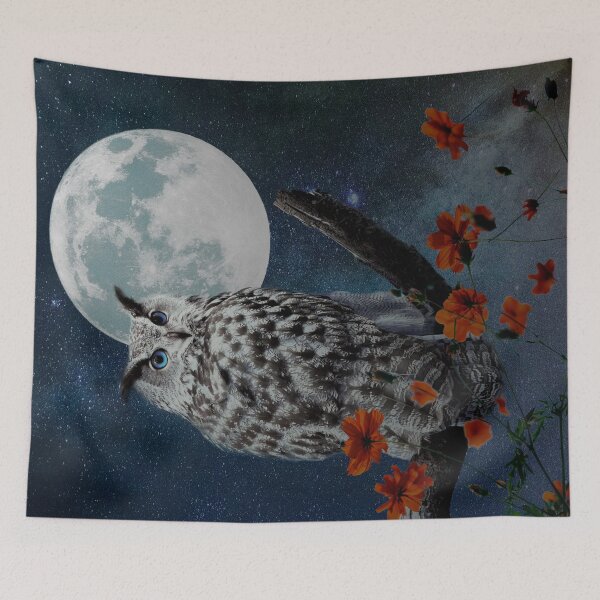 Item preview, Owl with full moon designed and sold by Susanne Margarete Lutz.