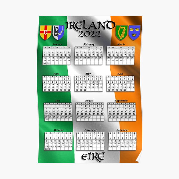 Irish Calendar 2022 - Ireland Flag Poster