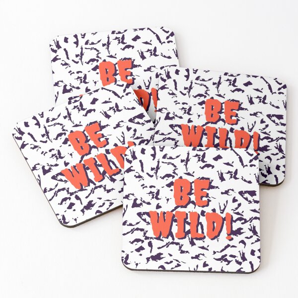 Item preview, Be Wild Bold text typography : Fun, motivational and inspirational quotes with bright colorful minimalist rad pop art in orange 1980s retro hipster style Memphis pattern background designed and sold by Inside Head.