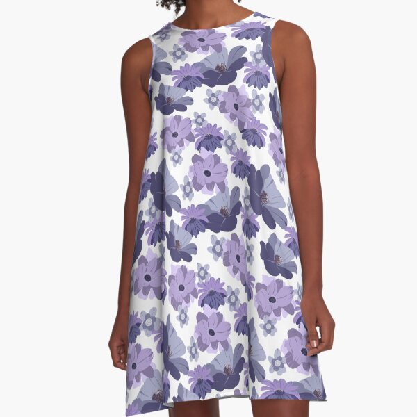 Purple Flowers A-Line Dress