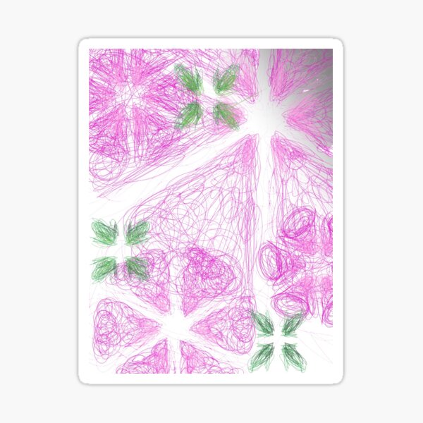 Purple Stars Green Flowers Sticker