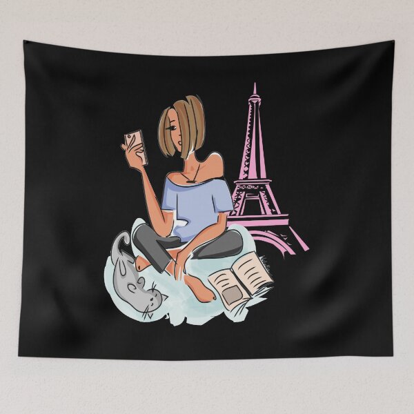 Item preview, Girl love paris, cats and read books - Paris lifestyle designed and sold by PhotoPrise.