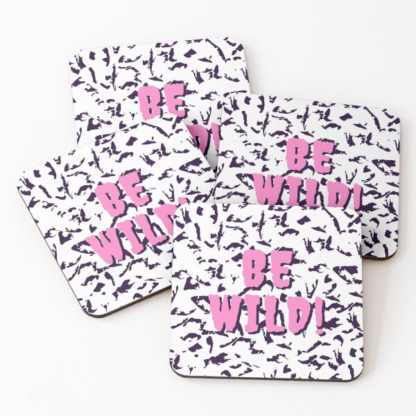 Item preview, Be Wild Bold text typography : Fun, motivational and inspirational quotes with bright colorful minimalist rad pop art in pink 1980s retro hipster style Memphis pattern background designed and sold by Inside Head.