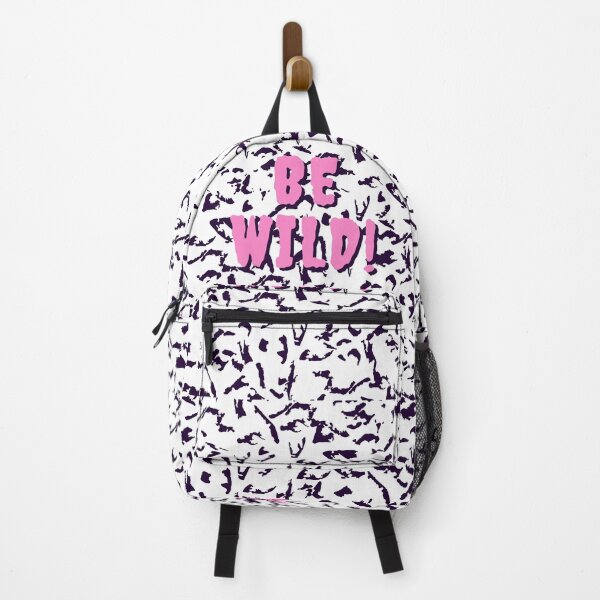 Item preview, Be Wild Bold text typography : Fun, motivational and inspirational quotes with bright colorful minimalist rad pop art in pink 1980s retro hipster style Memphis pattern background designed and sold by Inside Head.