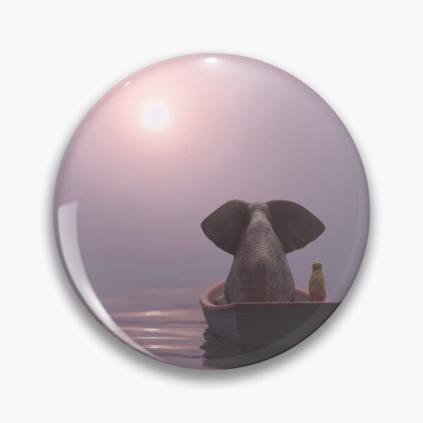 Item preview, elephant and dog is sailing on a boat in the pink fog designed and sold by Mike Kiev art.
