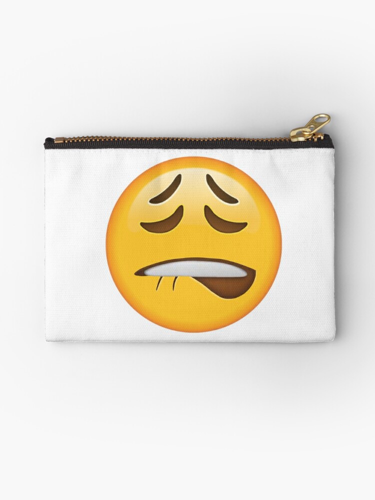 Lip biting face emoji | Zipper Pouch