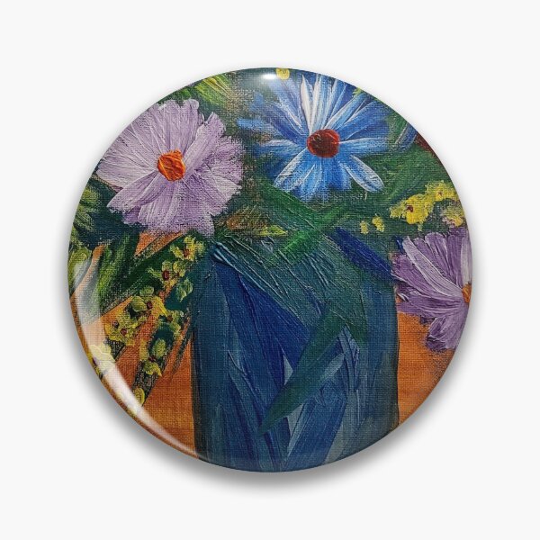 Item preview,  Some abstract mixed flowers in a metallic vase  designed and sold by kkartwork.