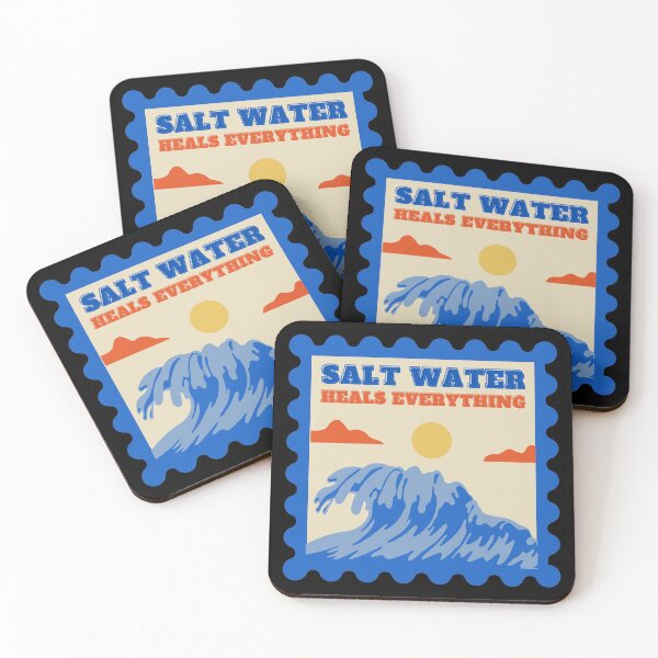 Item preview, Salt Water Heals Everything Retro Vintage Summer Surfing Gift designed and sold by 24FAHSION.
