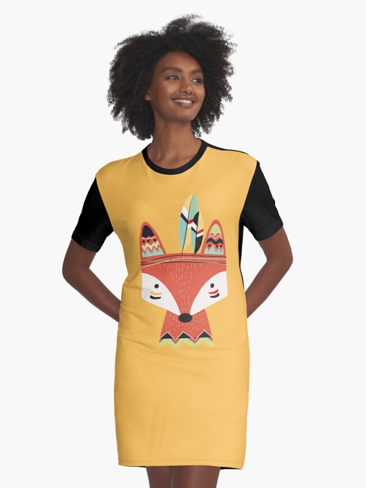 Robe T Shirt Dessin Anime Tribal Red Fox Par Peacockcards Redbubble