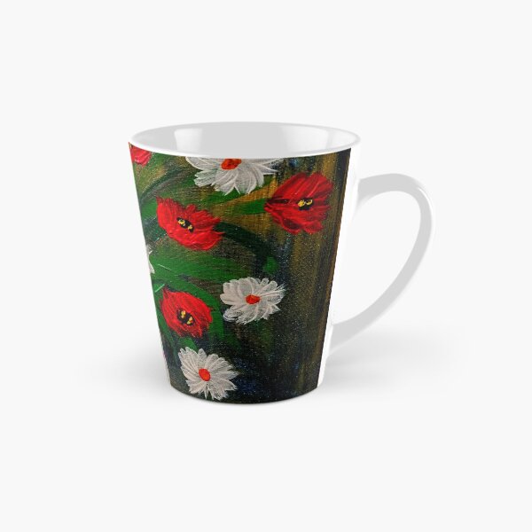 Item preview, Poppies and daisy's in a white vase with pink stars designed and sold by kkartwork.