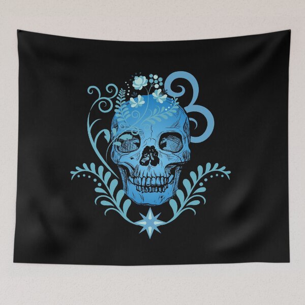 Item preview, Blue Floral Decorative Skull designed and sold by Branka.