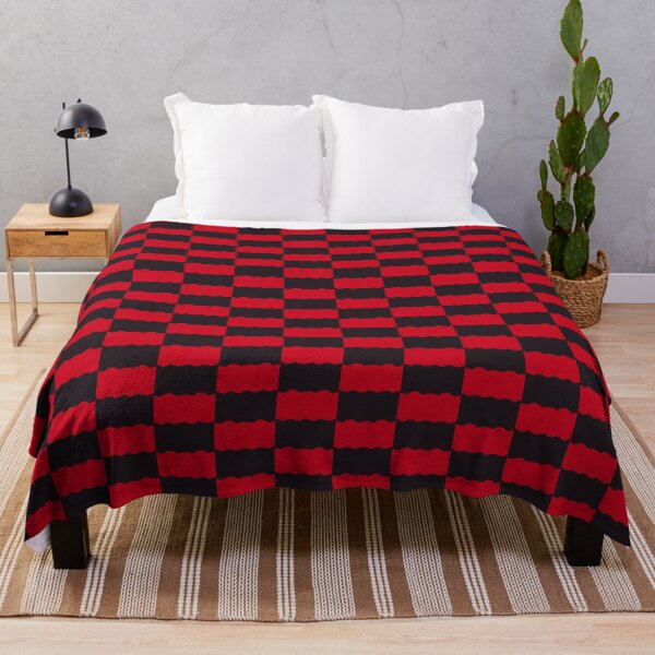Cube plaid ruby red and black Throw Blanket