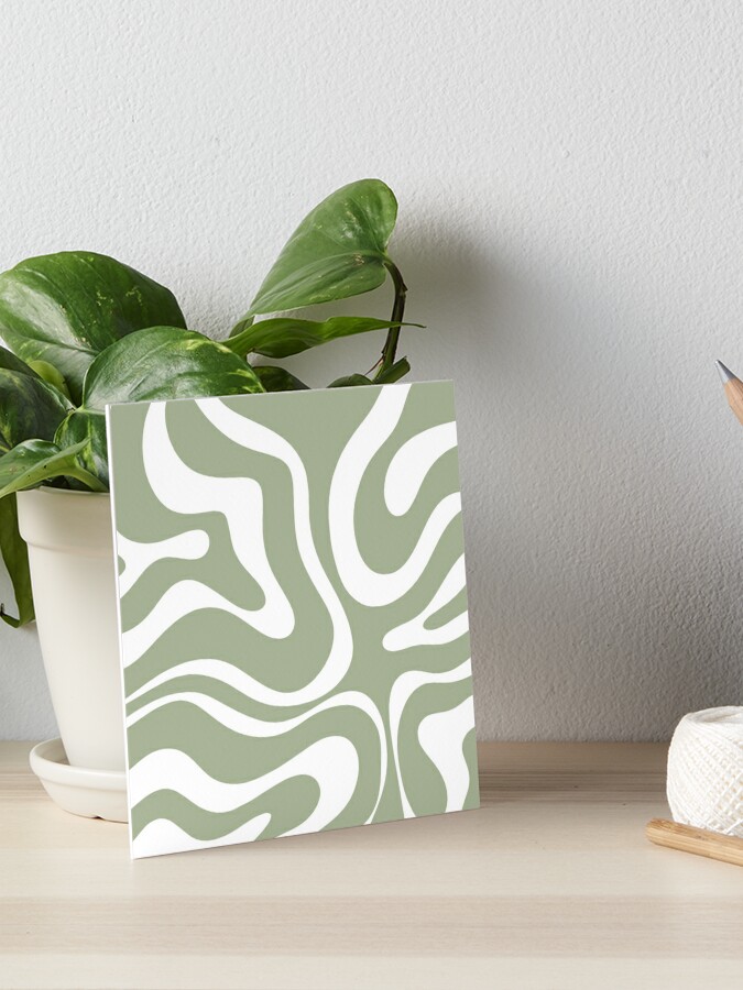 Liquid Swirl Retro Contemporary Abstract Pattern 2 in Sage Green