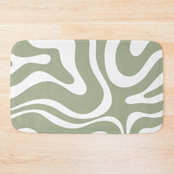 Item preview, Retro Modern Liquid Swirl Abstract Pattern Square in Sage Green and White designed and sold by kierkegaard.