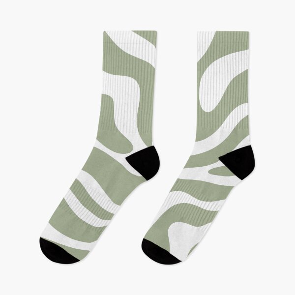 Item preview, Retro Modern Liquid Swirl Abstract Pattern Square in Sage Green and White designed and sold by kierkegaard.