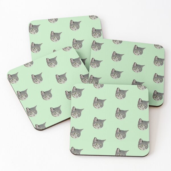 Item preview, Posing Grey Cat Head designed and sold by LittleWormTrading.
