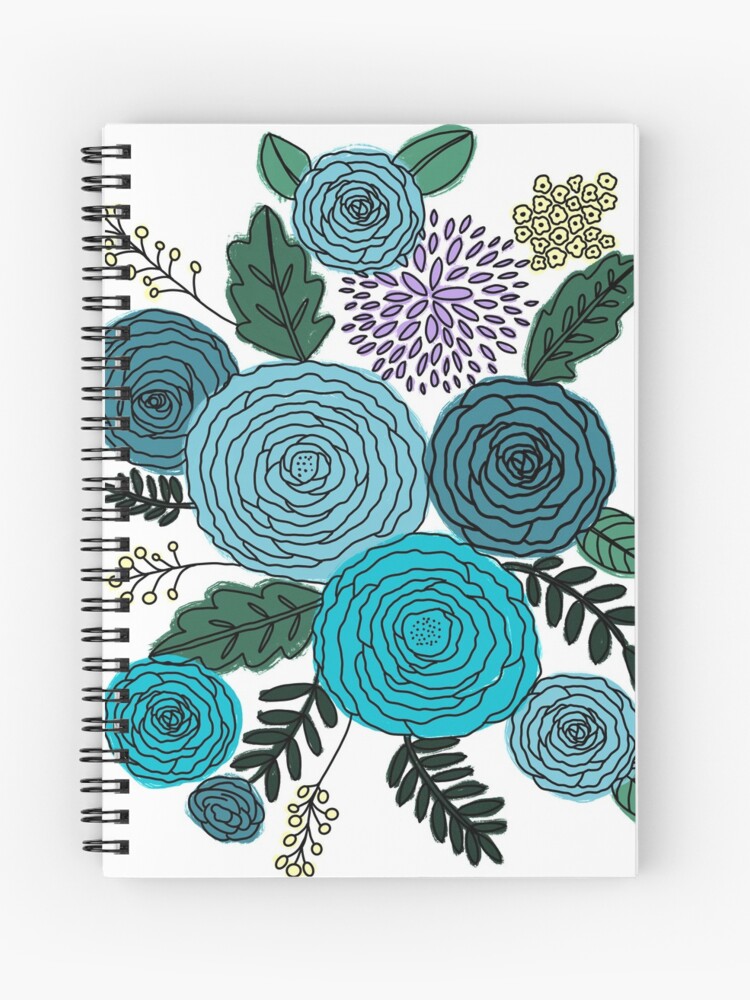 Cuaderno de espiral «Peonías azules» de MrsFishDesigns | Redbubble