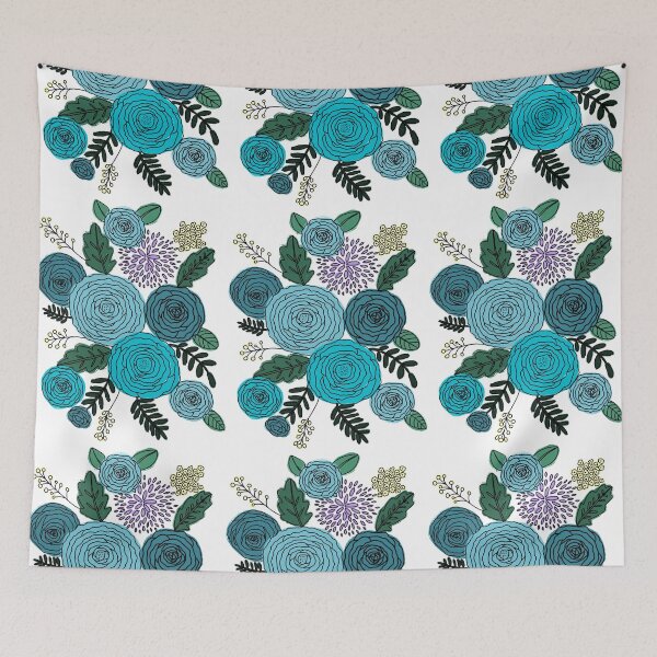 Item preview, Blue peonies  designed and sold by MrsFishDesigns.