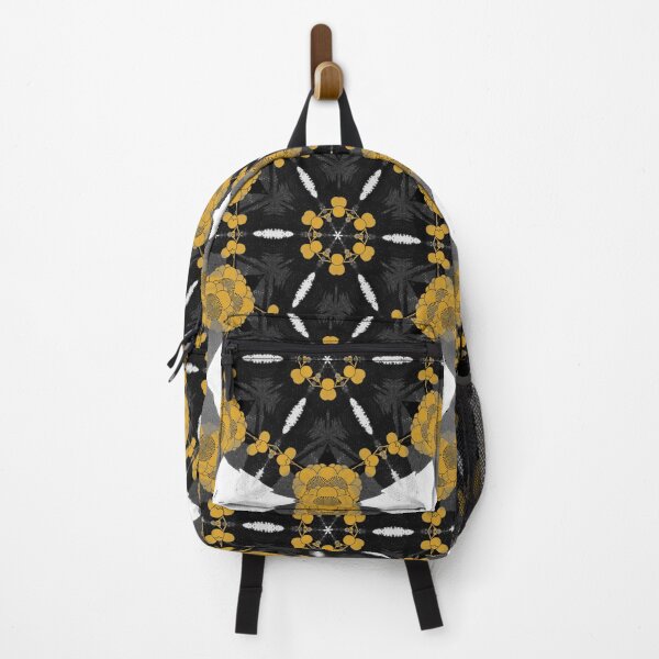 Item preview,  Japanesque Floral Mustard Yellow Black White Hexagon  Artist Jenny Meehan designed and sold by Jenny Meehan Art Prints and Patterns  .