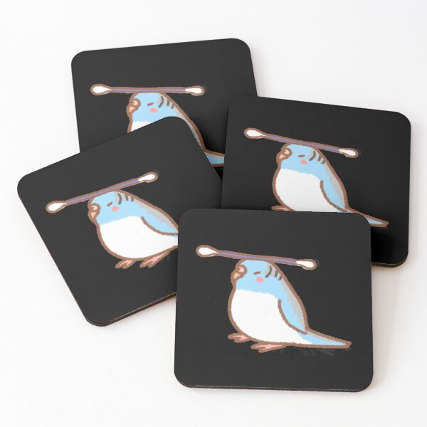 Item preview, Kawaii blue and white budgie balancing a q-tip designed and sold by GLwithUs.