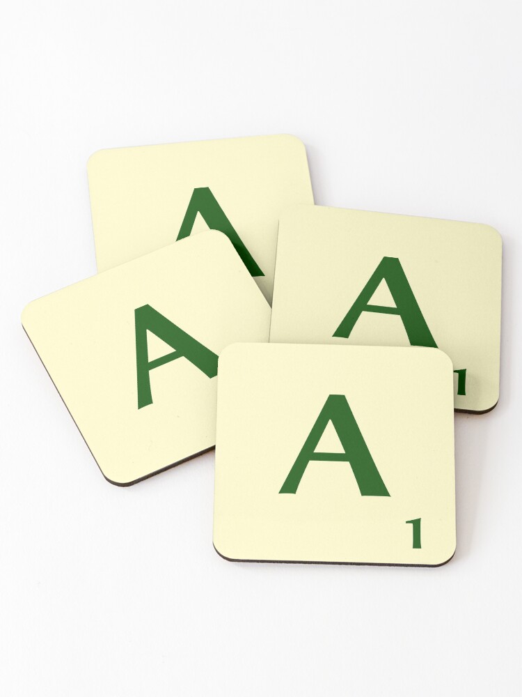 Imagen 1 de 5, Posavasos (lote de 4) con la obra Ficha de Scrabble de la A de 1 punto, diseñada y vendida por fgrdisseny.