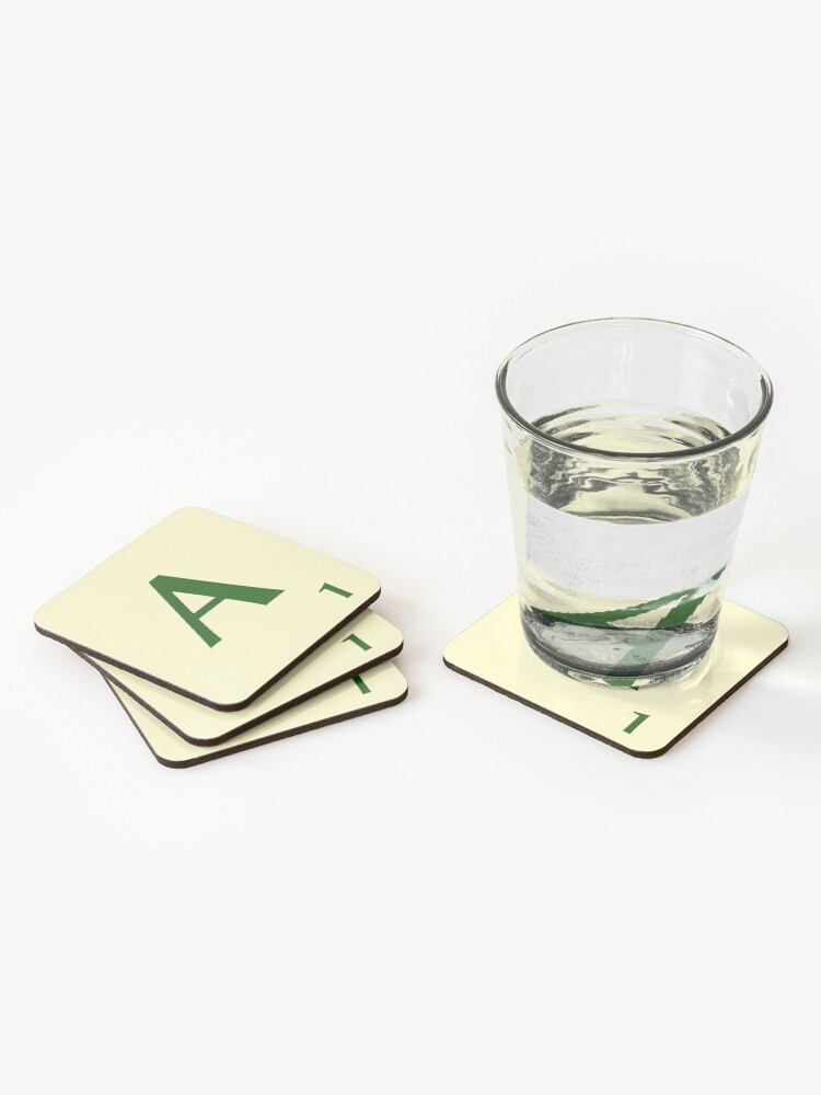 Imagen 2 de 5, Posavasos (lote de 4) con la obra Ficha de Scrabble de la A de 1 punto, diseñada y vendida por fgrdisseny.
