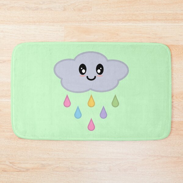 Item preview, Kawaii Cute Rainbow Raindrop Rain Cloud in Green  designed and sold by Kelly Leung.