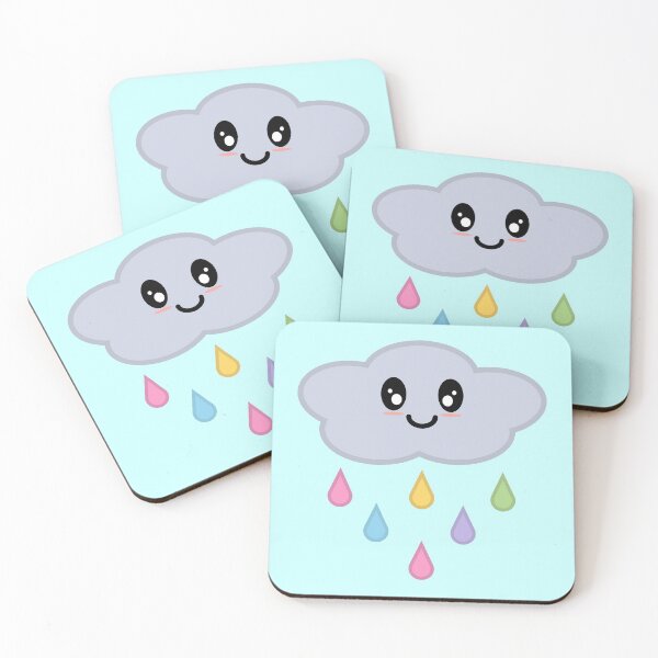 Item preview, Kawaii Cute Rainbow Raindrop Rain Cloud in Blue designed and sold by Kelly Leung.