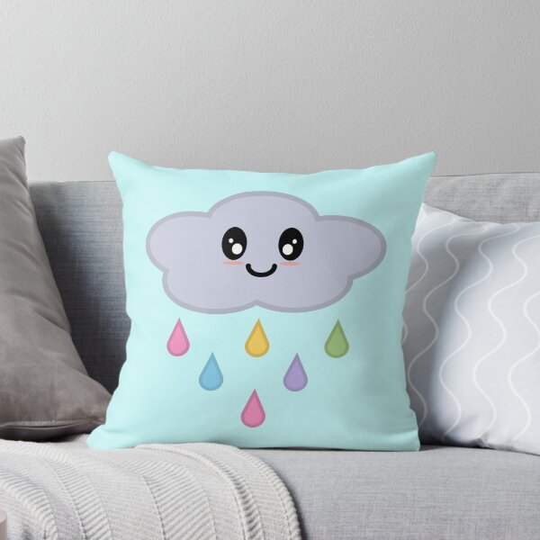 Item preview, Kawaii Cute Rainbow Raindrop Rain Cloud in Blue designed and sold by Kelly Leung.