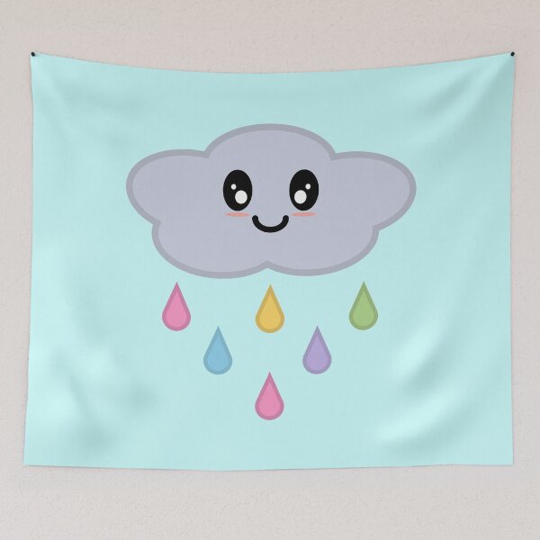 Item preview, Kawaii Cute Rainbow Raindrop Rain Cloud in Blue designed and sold by Kelly Leung.