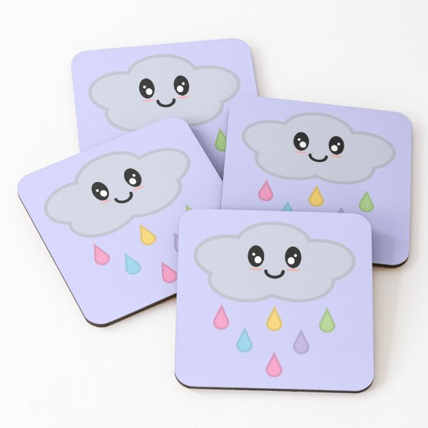 Item preview, Kawaii Cute Rainbow Raindrop Rain Cloud in Purple designed and sold by Kelly Leung.