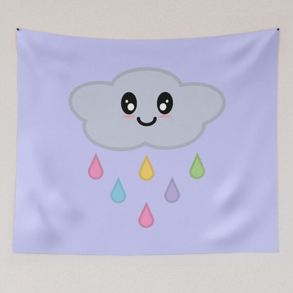 Item preview, Kawaii Cute Rainbow Raindrop Rain Cloud in Purple designed and sold by Kelly Leung.