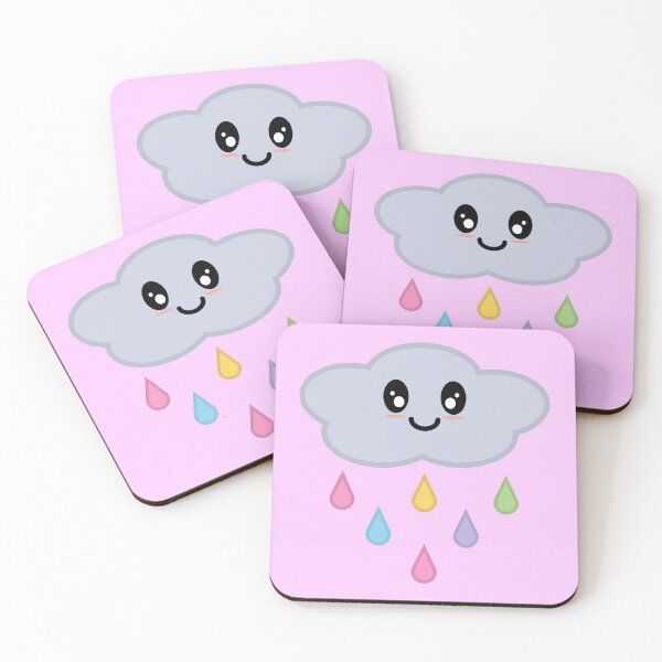 Item preview, Kawaii Cute Rainbow Raindrop Rain Cloud in Pink designed and sold by Kelly Leung.
