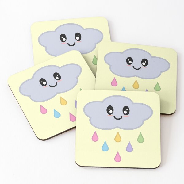 Item preview, Kawaii Cute Rainbow Raindrop Rain Cloud in Yellow designed and sold by Kelly Leung.