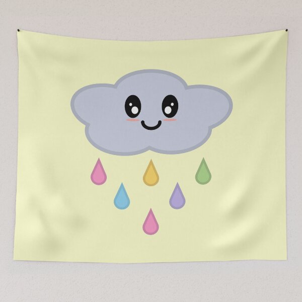 Item preview, Kawaii Cute Rainbow Raindrop Rain Cloud in Yellow designed and sold by Kelly Leung.