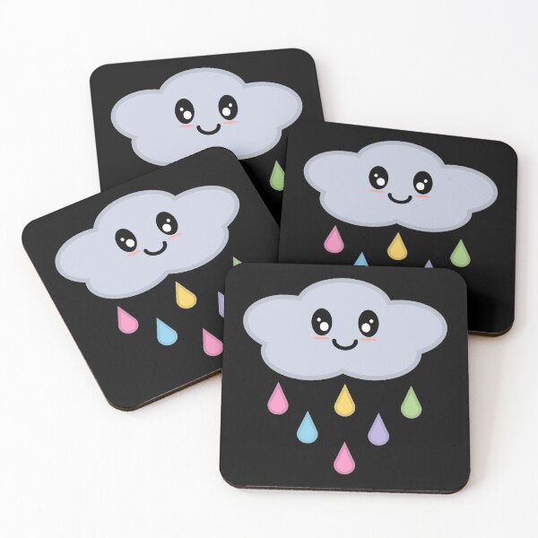Item preview, Kawaii Cute Rainbow Raindrop Rain Cloud in Black designed and sold by Kelly Leung.