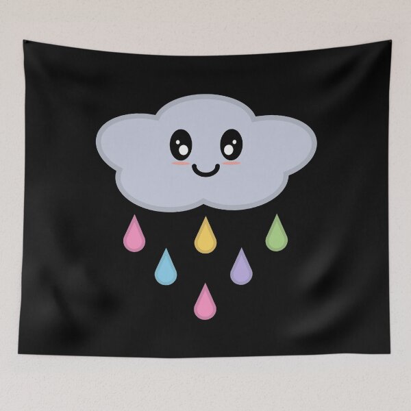 Item preview, Kawaii Cute Rainbow Raindrop Rain Cloud in Black designed and sold by Kelly Leung.