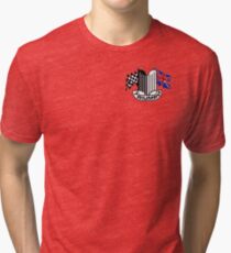 Triumph Shield with Checkered Racing and British Flag Tri-blend T-Shirt